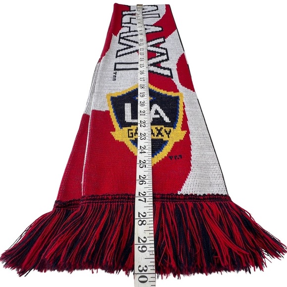 RARE LA Galaxy FC Logo Scarf Los Angeles Soccer Team HTF Knit Red Blue Yellow - Picture 12 of 15